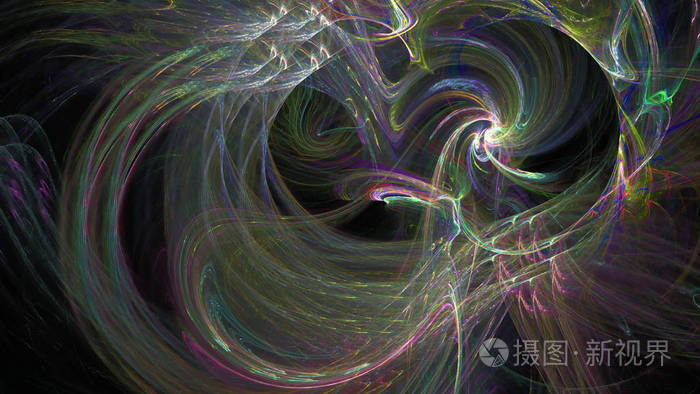 幻想混沌五颜六色的分形图案抽象的分形形状三维渲染插图背景或壁纸