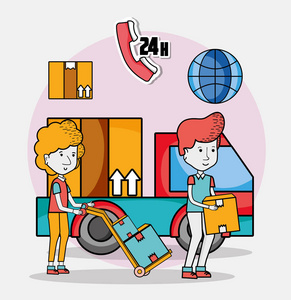 送货服务符号卡通矢量图平面设计照片