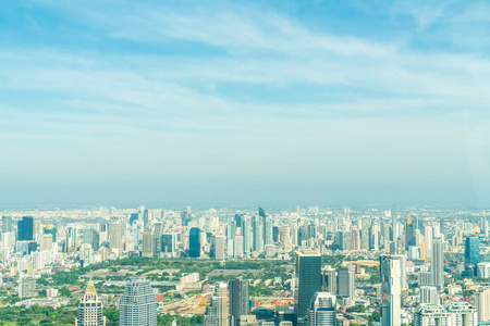 美丽的城市景观与建筑和建筑曼谷泰国天际线