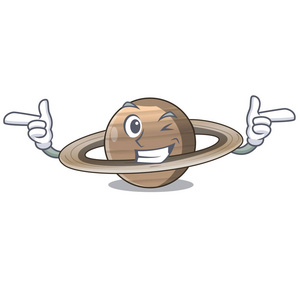 字符矢量插图中土星行星的眨眼图像照片