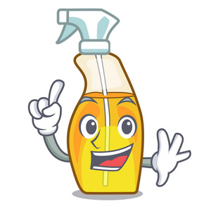 清洗爪手指喷雾瓶从卡通矢量插图中分离出来照片