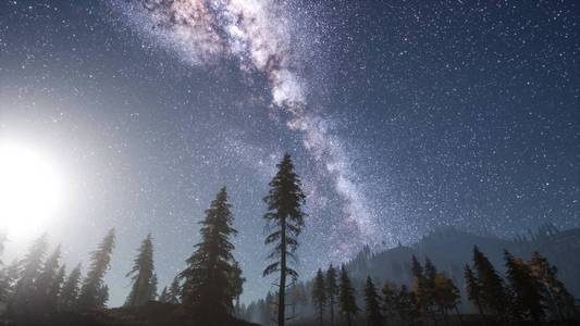 月亮星星流星图片