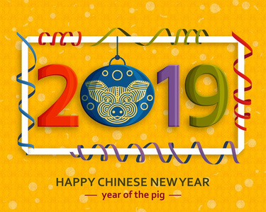 中国新年背景与创意风格化猪图片