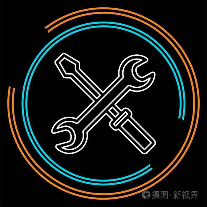矢量维修工具插图维护标志符号图标细线象形文字轮廓笔画