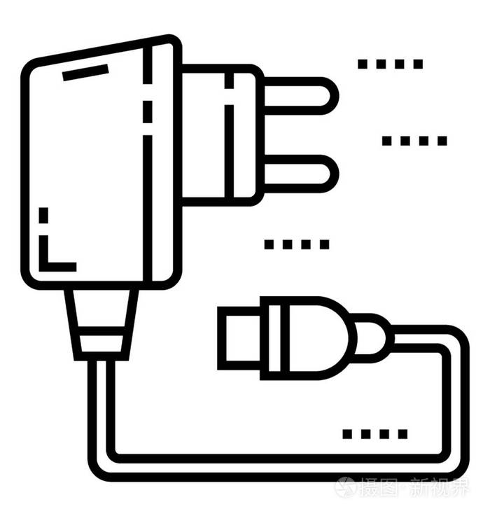 数据电缆充电器线矢量图标