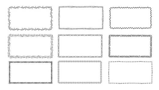 一套手绘涂鸦框架。草图边框