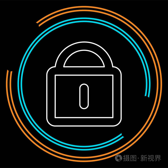 智能锁概念线图标简单的元素说明智能锁概念轮廓符号设计从智能家居集