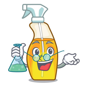 教授用卡通瓶矢量插图喷香水照片