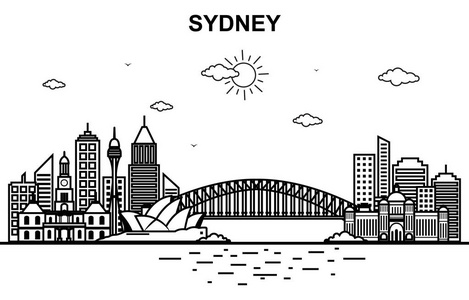 悉尼澳大利亚城市景观天际线轮廓图