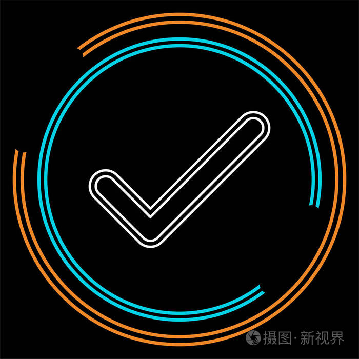 确认或批准符号检查标记图标是的按钮细线象形文字轮廓笔画