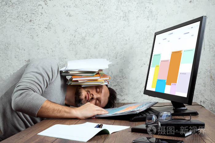 办公室工作的概念很多工作疲劳懒惰. 复制空间.