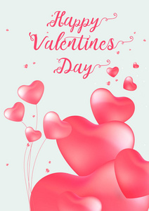 s Day card with calligraphy text and red baloon hearts. Vector i