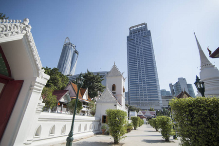 泰国曼谷的wat pathumwanaram在东南亚的建筑.