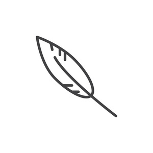 羽毛线图标轮廓矢量符号线性风格象形文字隔离在白色上.