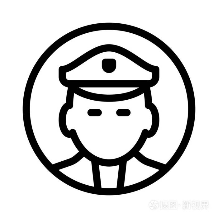 警察简单矢量插图标志