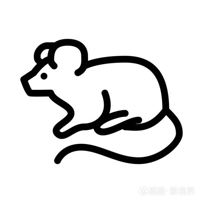 鼠标或老鼠简单的线条插图