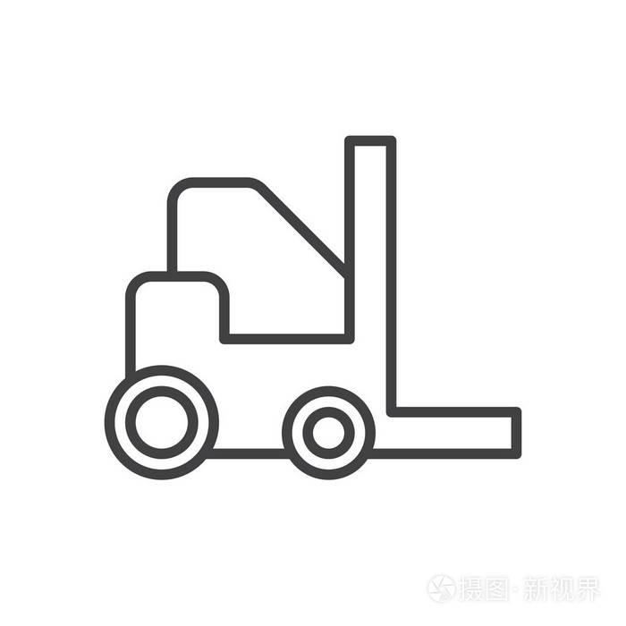 叉车线图标轮廓矢量标志线性风格象形文字隔离在白色上符号标志插图可