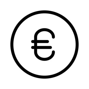 欧元支付按钮，简单的线条插图