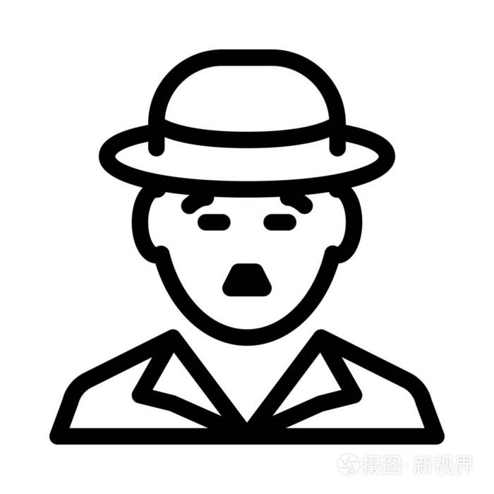 卓别林电影角色简单矢量插图标志插画-正版商用图片17alyo-摄图新视界