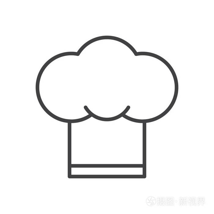插画 厨师帽线图标轮廓矢量标志线性风格象形文字隔离在白色上.