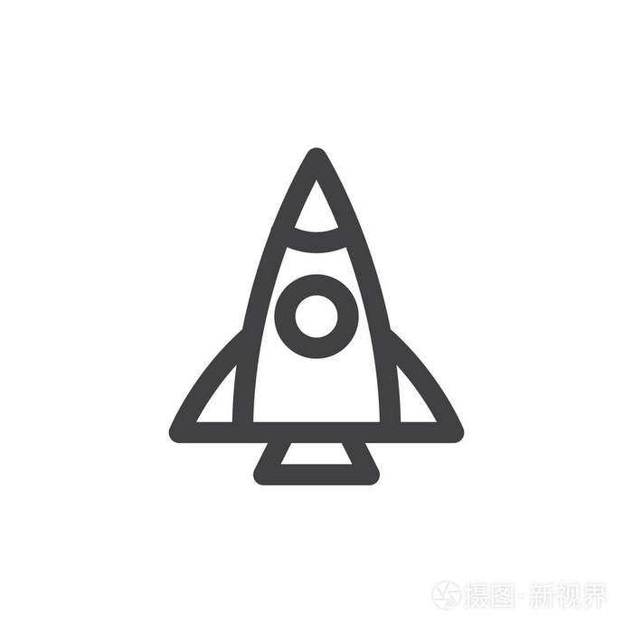火箭线图标轮廓矢量符号线性样式象形文字隔离在白色上. 符号标志插图