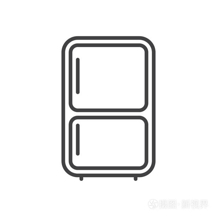 冰箱线图标轮廓矢量标志线性风格象形文字隔离在白色上符号标志插图可
