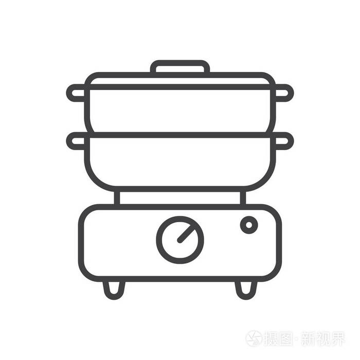 蒸笼线图标轮廓矢量符号线性风格象形文字隔离在白色上符号标志插图可