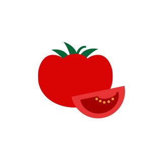 番茄平面图标。 彩色矢量标志标志插图。 平式设计
