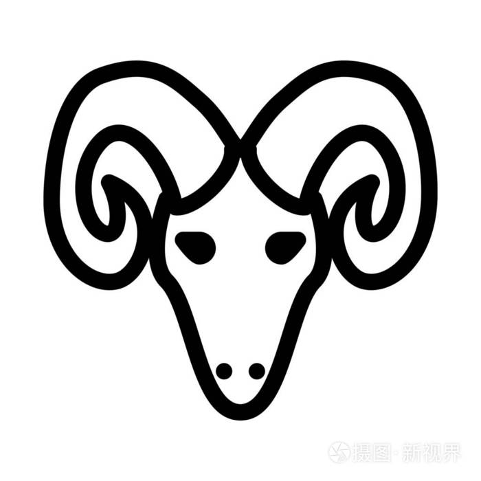 白羊羊羊头简单矢量图