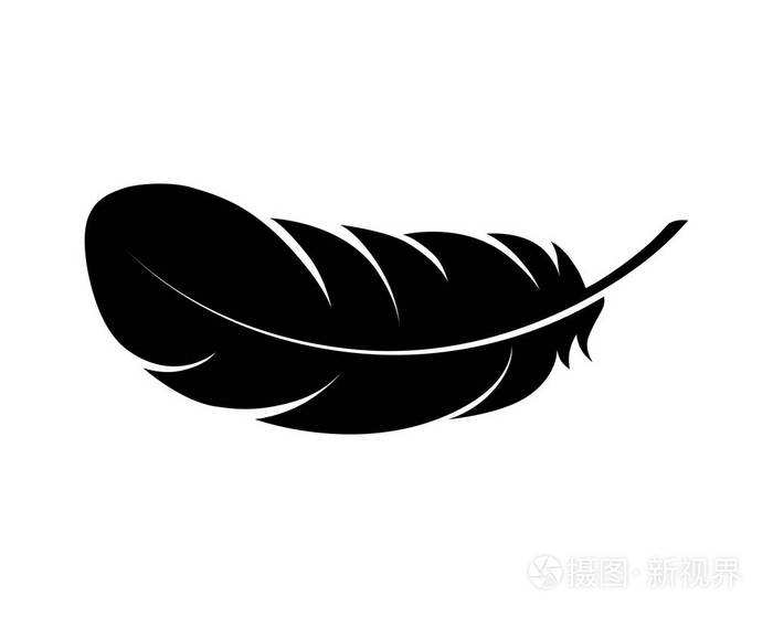 羽毛符号或符号. 白色背景上的孤立抽象图标. 矢量插图