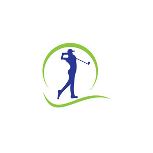 高尔夫球运动员击球灵感标志设计矢量高尔夫球杆
