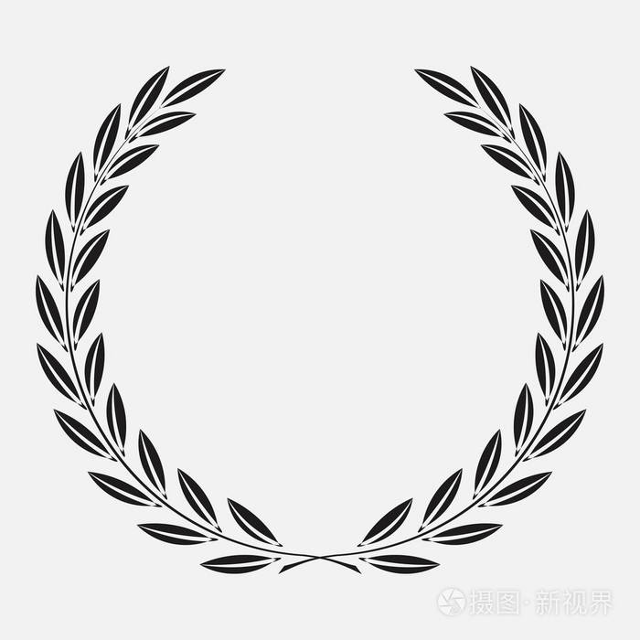 月桂花圈图案插图黑色