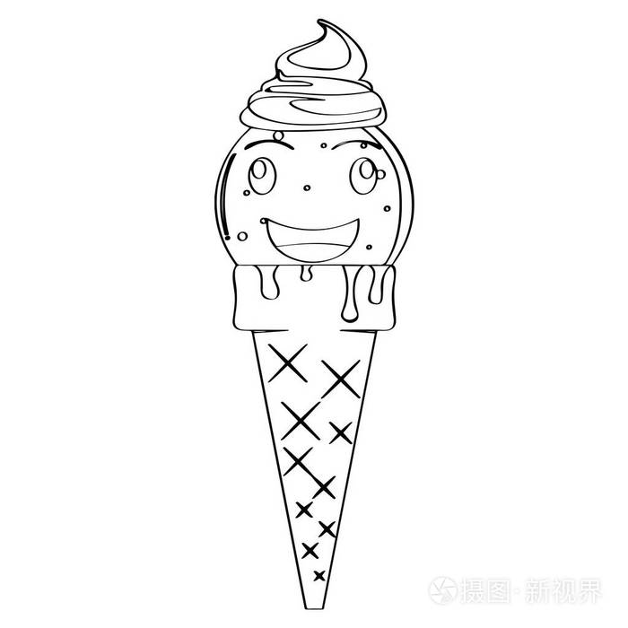 快乐冰淇淋蛋筒插画-正版商用图片17bb0v-摄图新视界