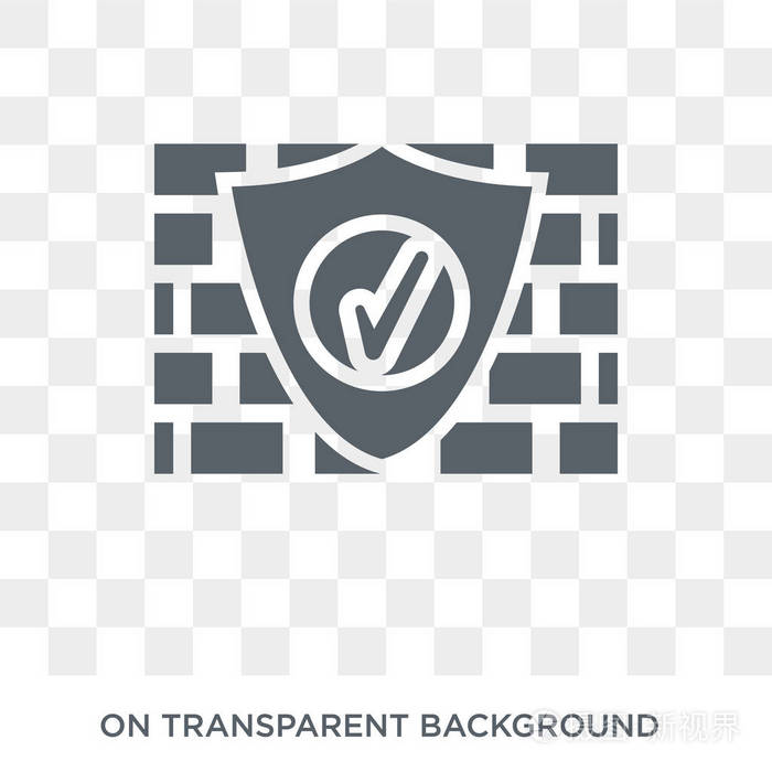 时尚的平面矢量防火墙图标透明背景从技术收集.