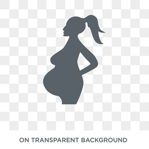 孕妇图标。 时尚的平面矢量妇女怀孕图标透明背景从人体部位收集。 高品质填充女性孕妇符号使用网络和移动