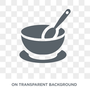 汤碗图标。 汤碗设计理念来自厨房收藏。 透明背景上的简单元素矢量插图。