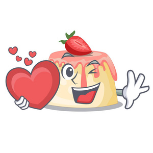 心自制草莓布丁，字符板矢量插图