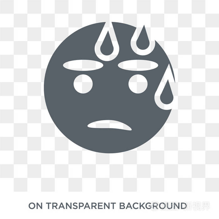 出汗表情符号出汗表情符号设计概念从表情符号收集透明背景上的简单