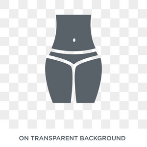 人体腹部图标。 时尚的平面矢量人体腹部图标透明背景从人体部位收集。 高品质填充人体腹部符号用于网络和移动