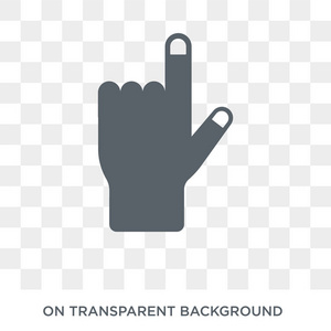 举起食指图标的手势。 时尚的平面矢量手势提高食指图标在透明背景上从人体部位收集。 高质量的填充手势