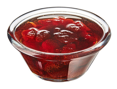 碗里的草莓果酱孤立在白色背景