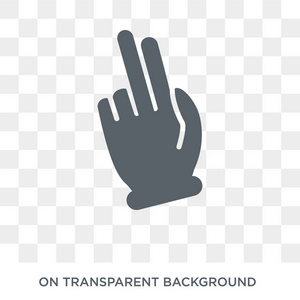 两个手指图标。 时尚的平面矢量，两个手指图标上的透明背景，从手和客人收集。 高质量填充两个手指符号用于网络和移动
