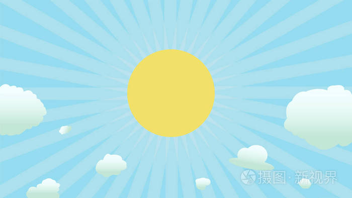 平坦的太阳照耀天空背景