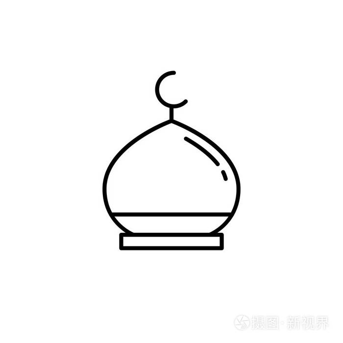 伊斯兰清真寺穹顶. 简单的单林图标风格为穆斯林斋月和开斋节的庆祝.