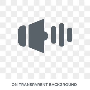 声音图标。 声音设计概念从收集。 透明背景上的简单元素矢量插图。