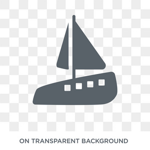 游艇图标。 游艇设计理念从交通收集。 透明背景上的简单元素矢量插图。