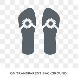 一对拖鞋图标。 一对拖鞋设计理念来自夏季收藏。 透明背景上的简单元素矢量插图。