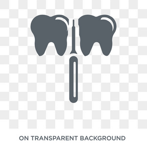 近端图标。 时尚的平面矢量近端图标透明背景上的牙科收藏。 高质量填充的近端符号用于Web和移动