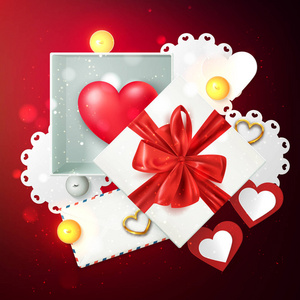 s day composition with gift box and romantic elements, postcard