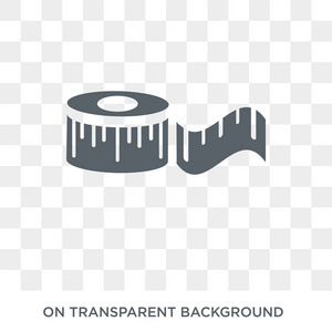测量磁带图标。 测量磁带设计概念从收集。 透明背景上的简单元素矢量插图。